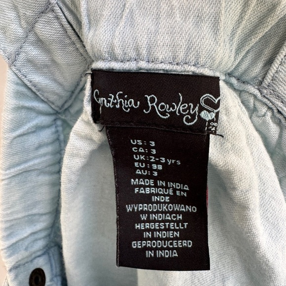 Cynthia Rowley 3T Girls Light Blue Denim Overalls Dress Jumper with Lace Trim - Picture 7 of 8